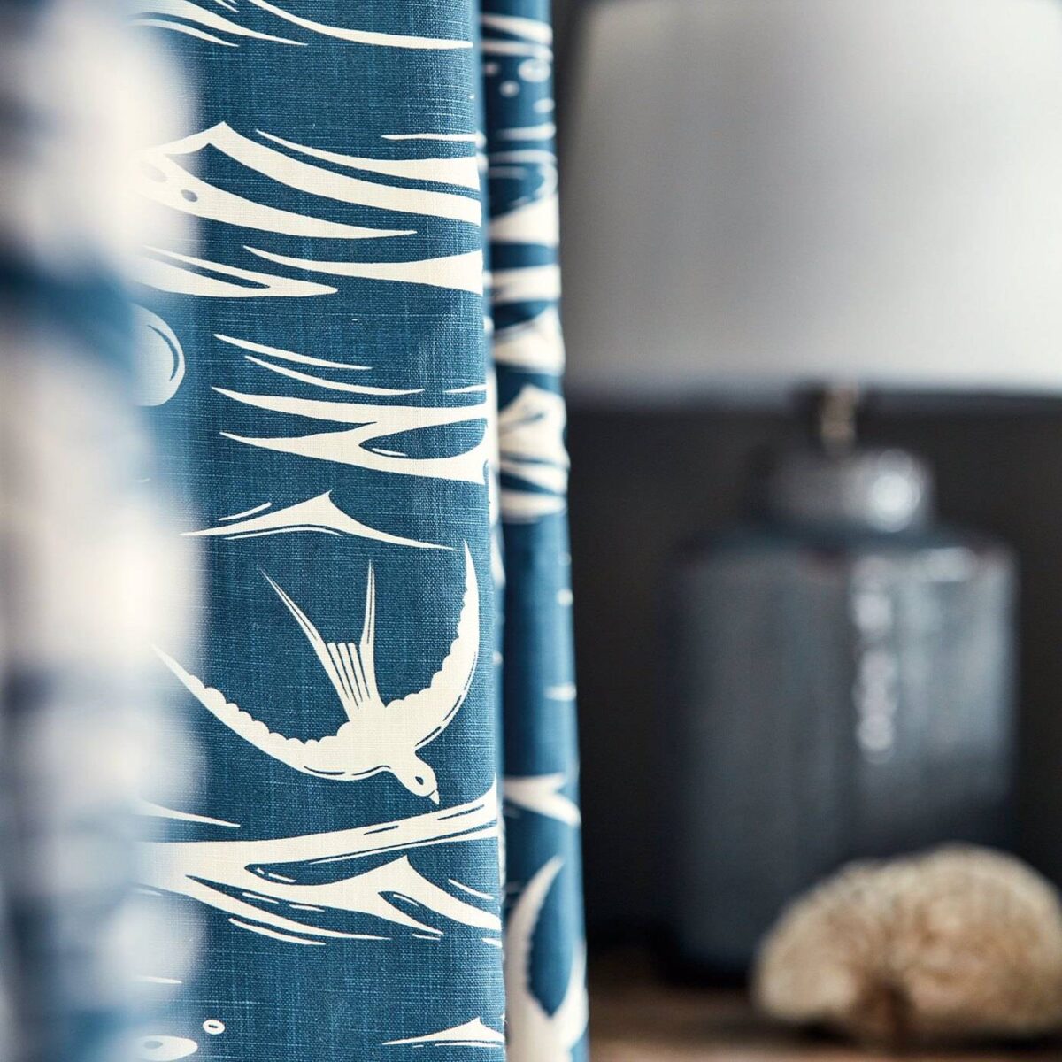 Swallows at Sea Fabric - Navy from