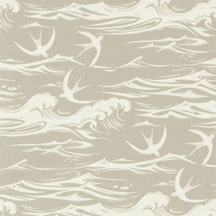 Swallows at Sea Fabric - Linen swatch