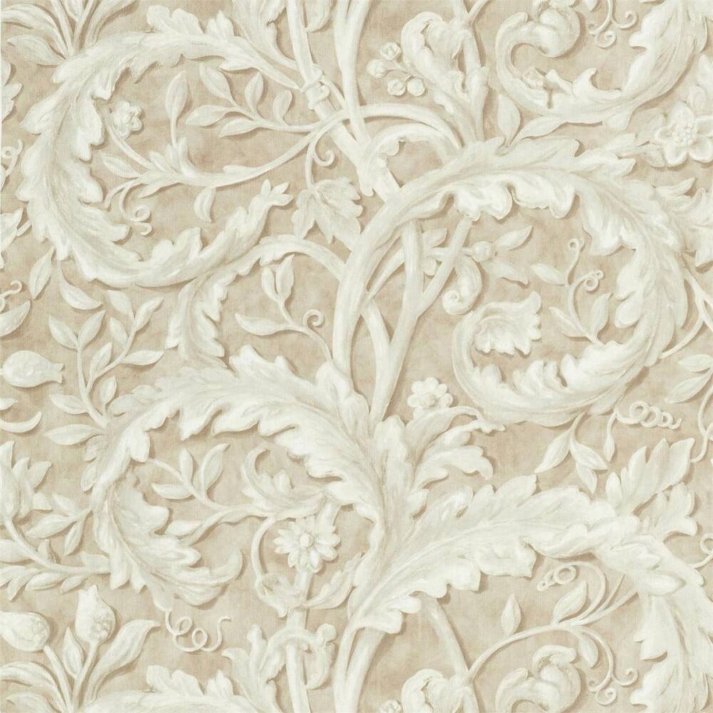brown botanical cotton fabric from Sanderson