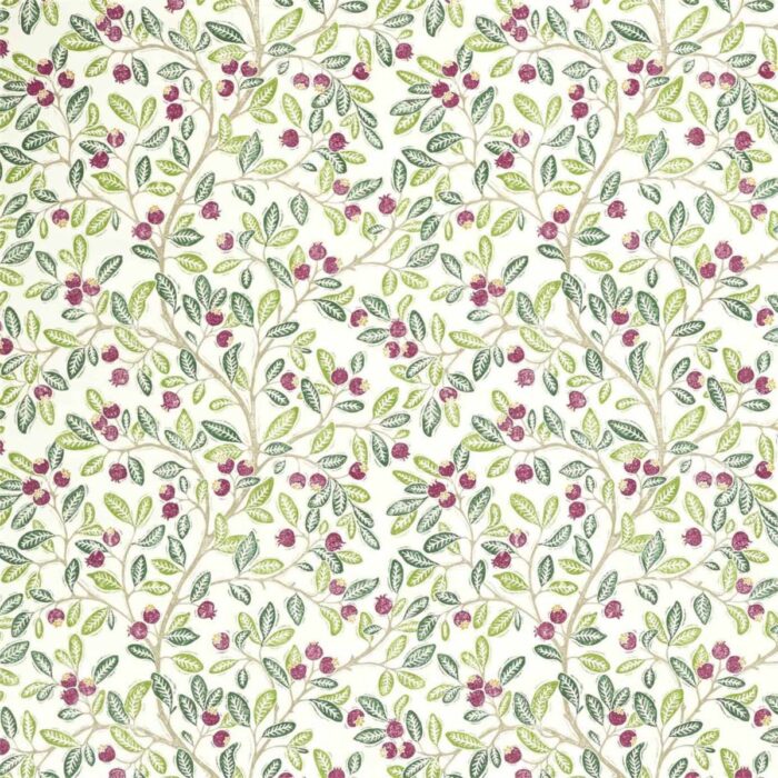 Wild Berries Fabric - Fern / Mulberry swatch