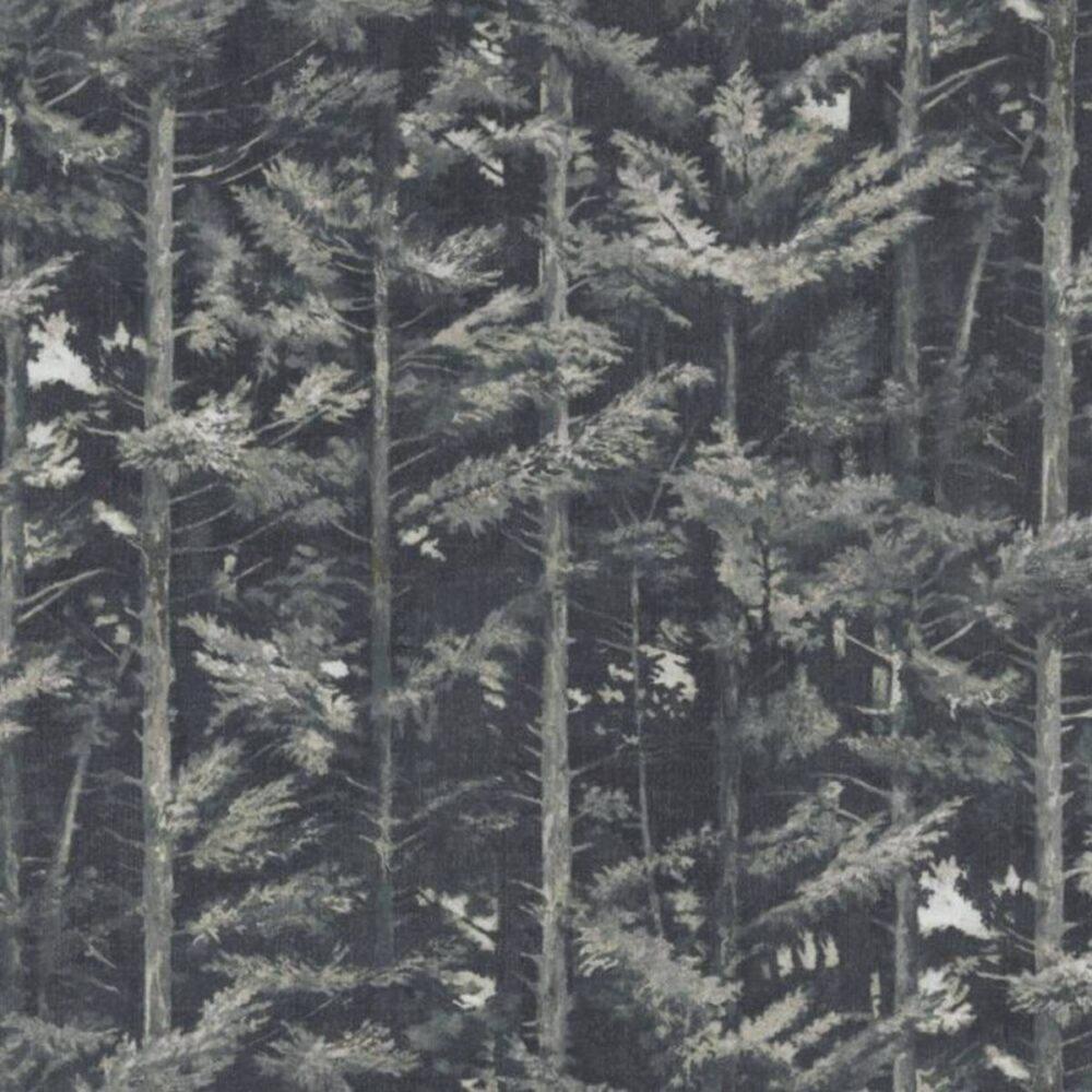 Balsham Fabric - Ink by black-grey botanical jacquard fabric from Kai