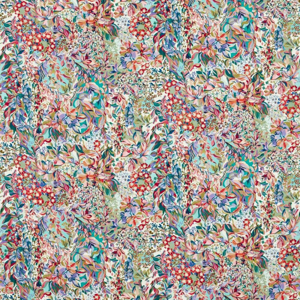 Aubrey Fabric - Pastel by multicolour botanical cotton fabric from Studio G