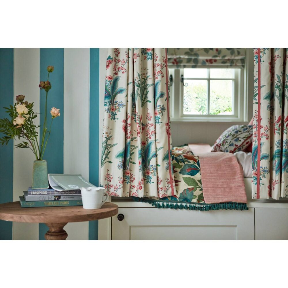 Enys Garden Fabric - Indigo / Red by Enys Garden Fabric - Indigo / Red from