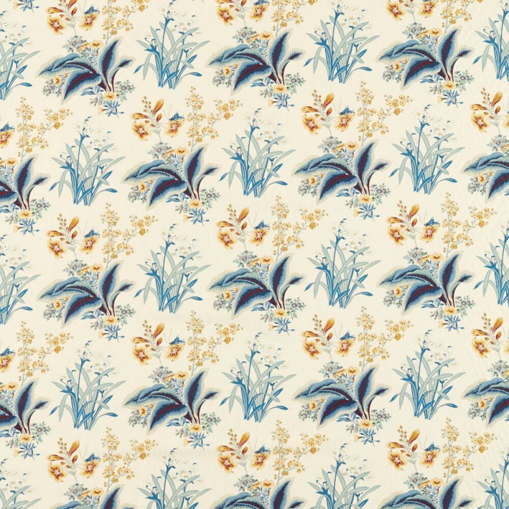 Enys Garden Fabric - Indigo / Red by Enys Garden Fabric - Indigo / Red from