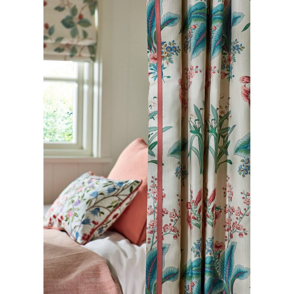 Enys Garden Fabric - Indigo / Red by Enys Garden Fabric - Indigo / Red from