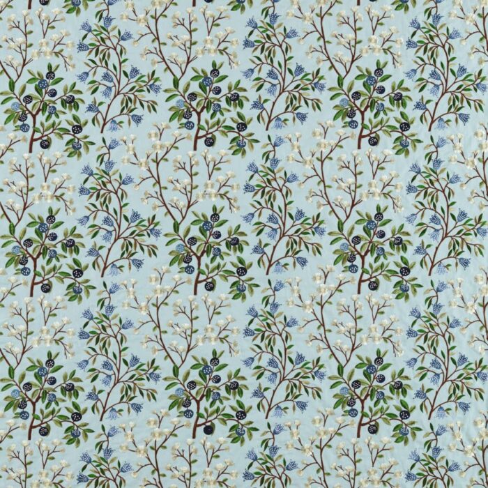 Foraging Embroidery Fabric - Dawn Blue swatch
