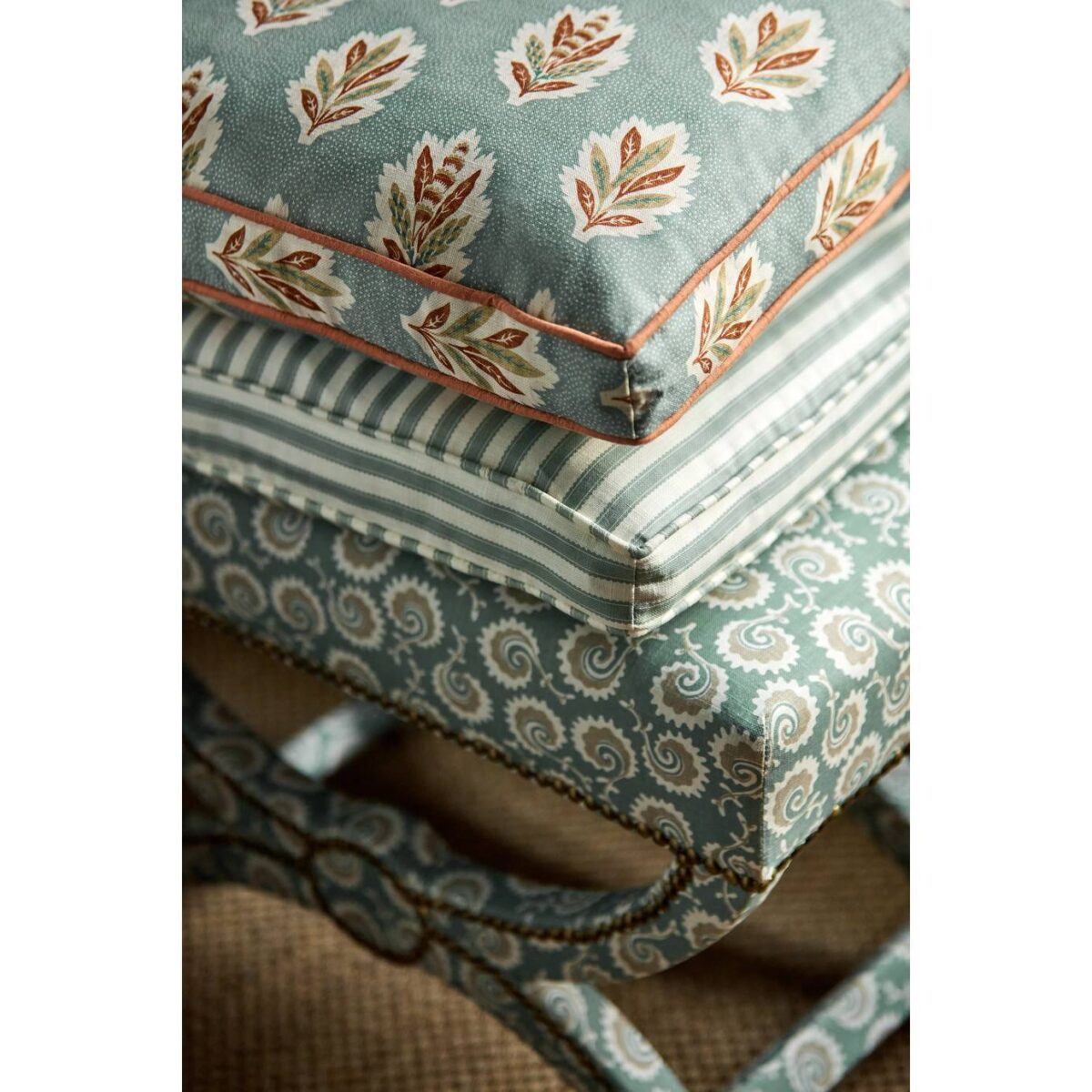 Valley Stripe Fabric - Mulberry / Blue by Valley Stripe Fabric - Mulberry / Blue from