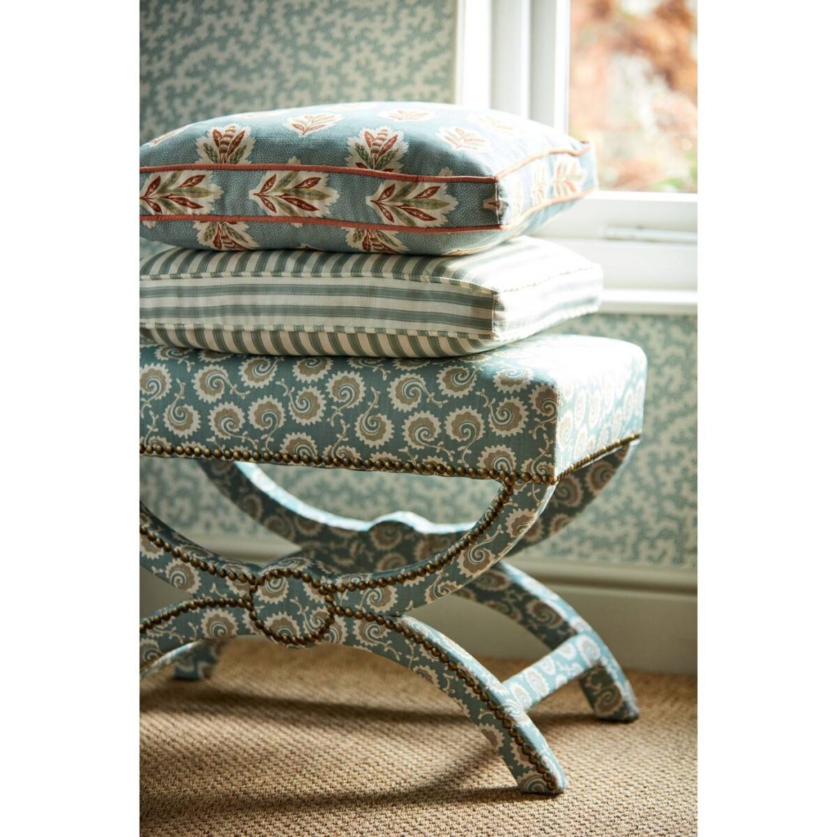 Valley Stripe Fabric - Rowan Berry / Cream from
