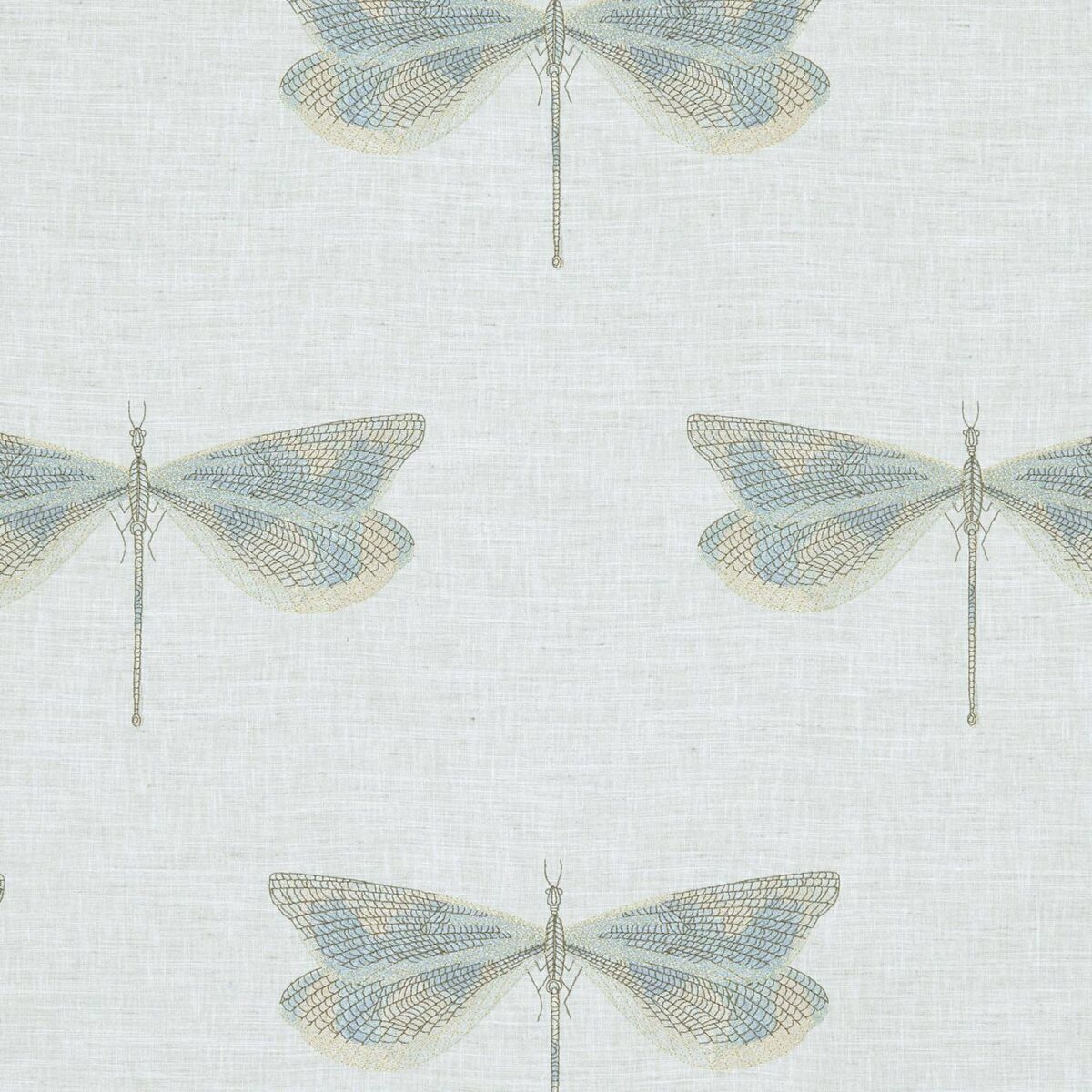 Jewelwing Fabric - Riviera by blue animal embroideried fabric from Kai