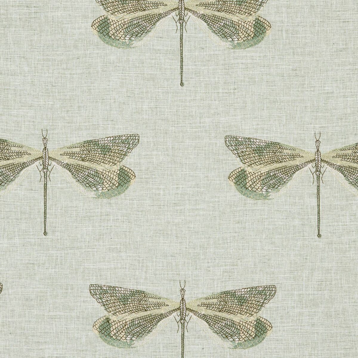 Jewelwing Fabric - Aloe by green animal embroideried fabric from Kai