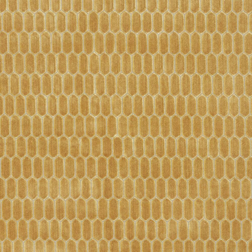 Rialta Fabric - Ochre by neutral geometric velvet-chenille fabric from Kai