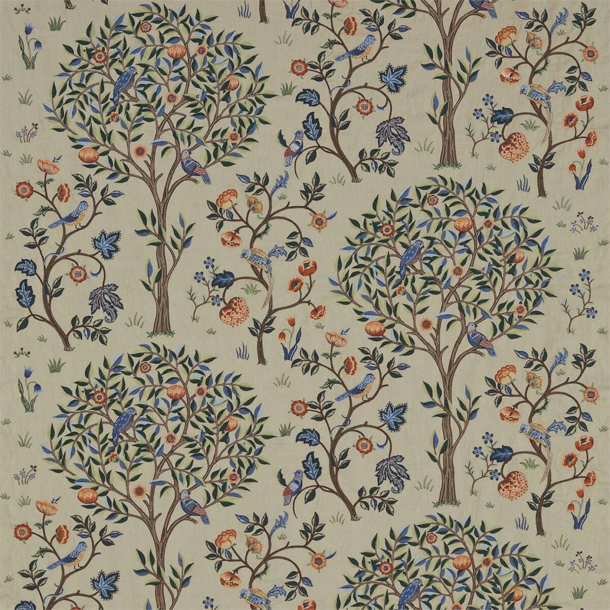 Kelmscott Tree Fabric - Russet / Forest by Kelmscott Tree Fabric - Russet / Forest from