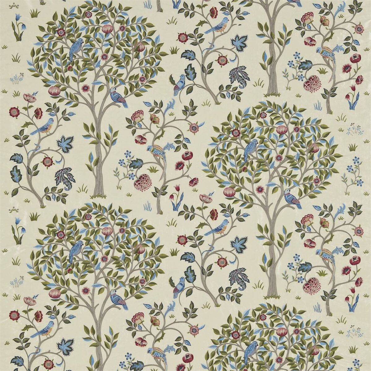 Kelmscott Tree Fabric - Woad / Rose from