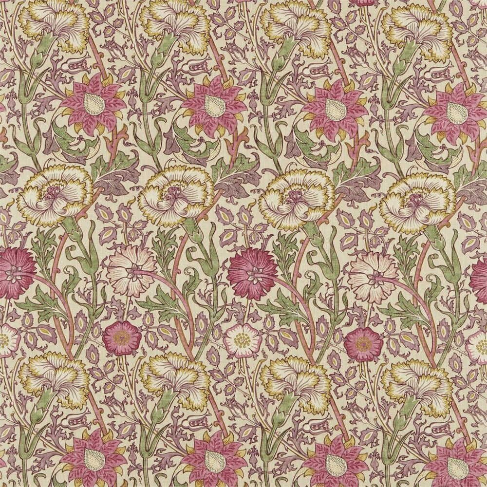 pink botanical linen fabric from William Morris & Co