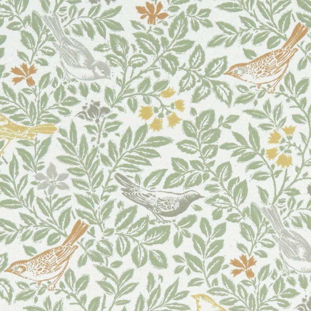 Bird Song Fabric - Autumn by green animal cotton fabric from Studio G