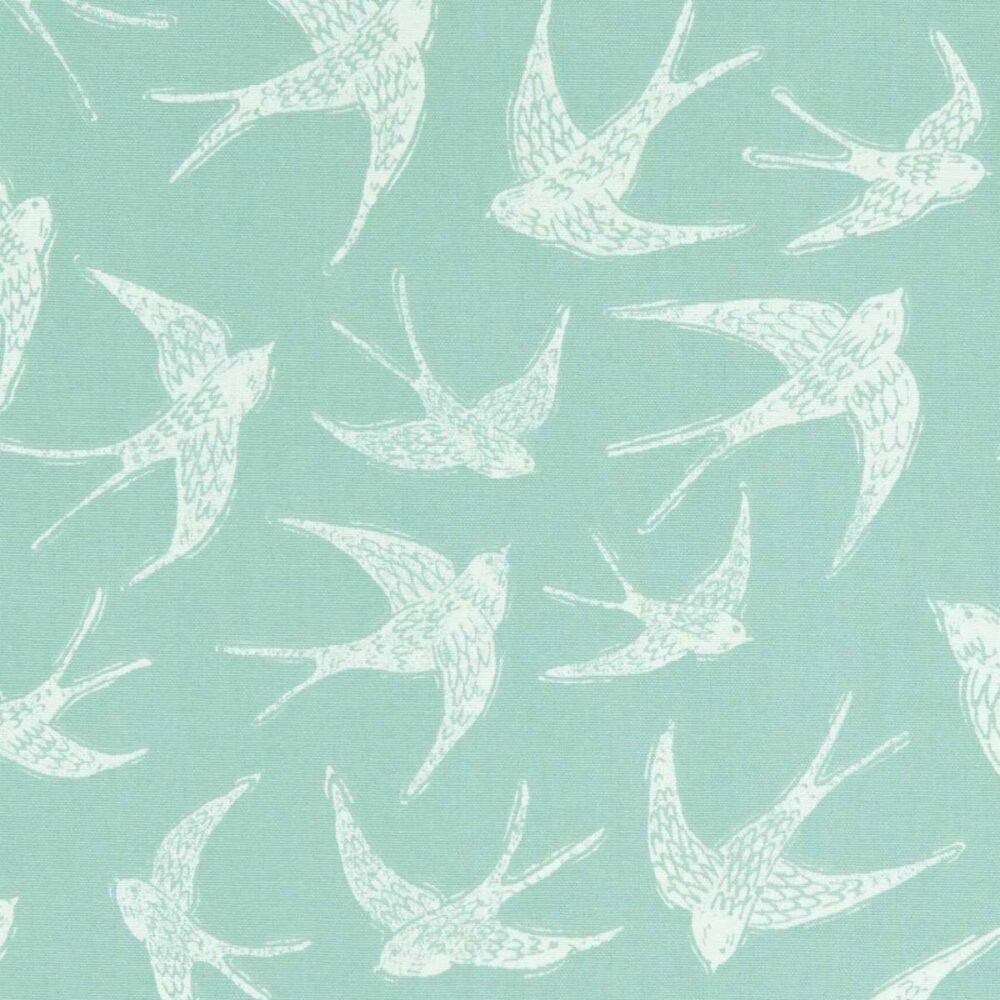 Fly Away Fabric - Mineral by blue animal cotton fabric from Studio G