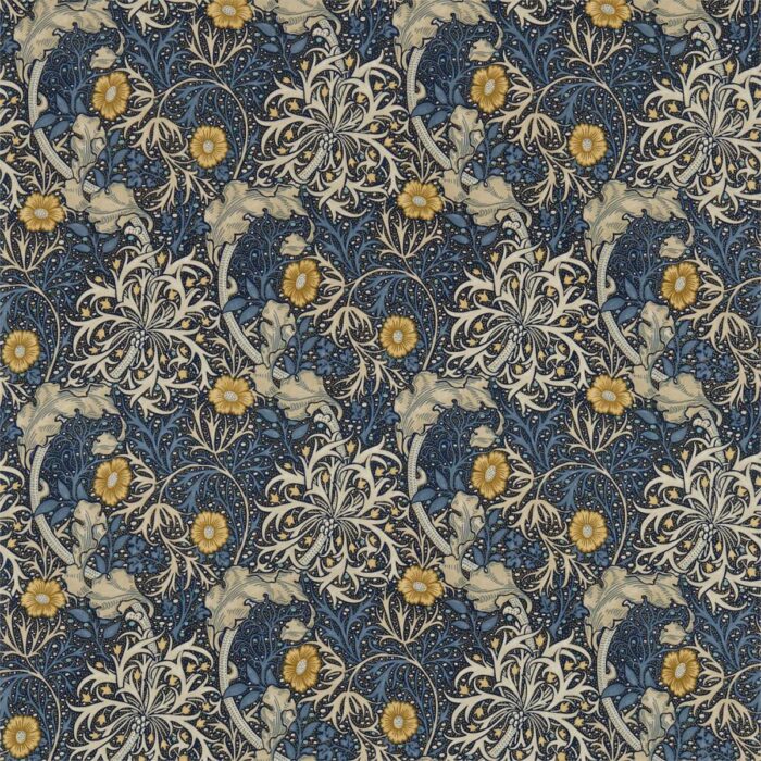 Morris Seaweed Fabric - Ink / Woad swatch