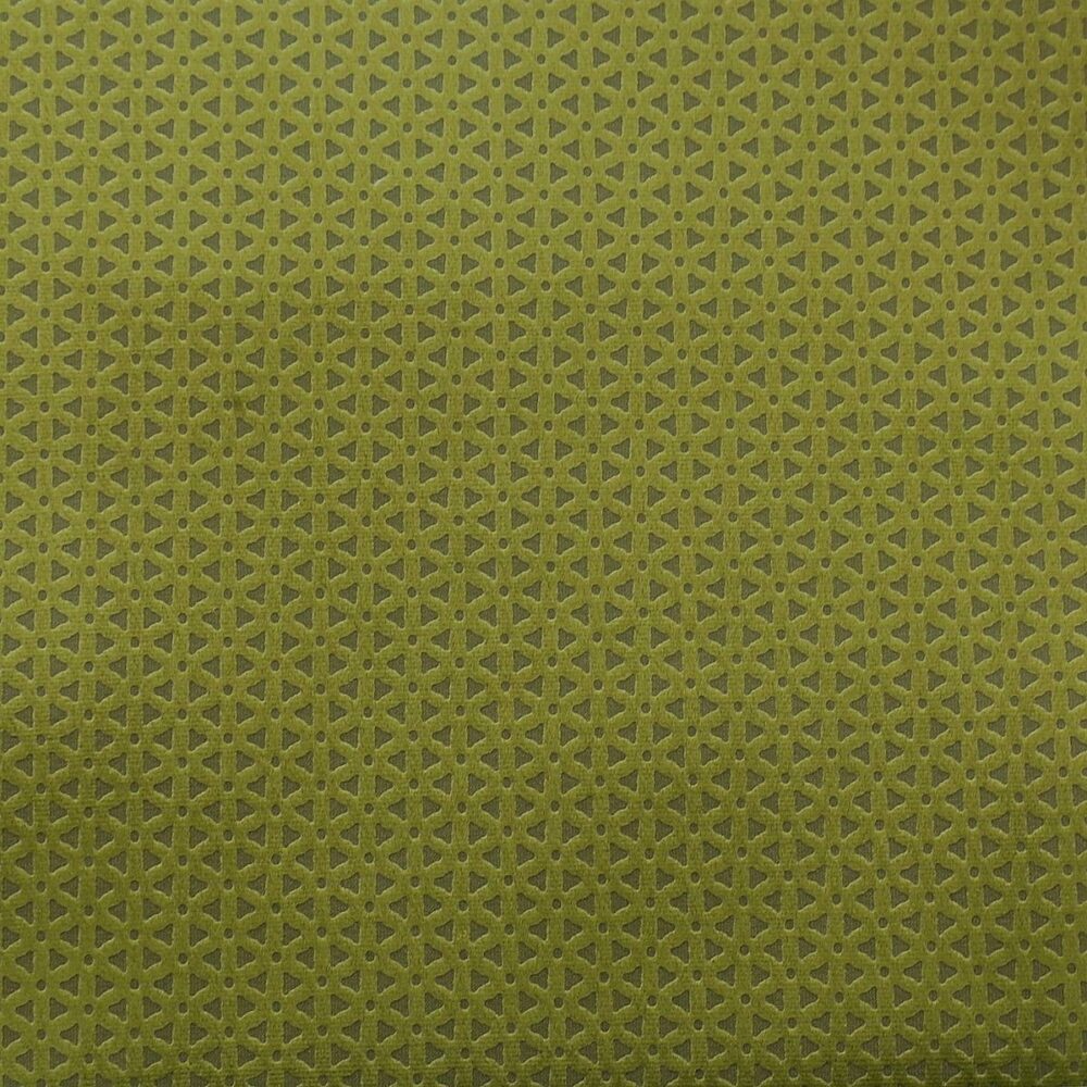 Loreto Fabric - Olive by green geometric velvet-chenille fabric from Studio G