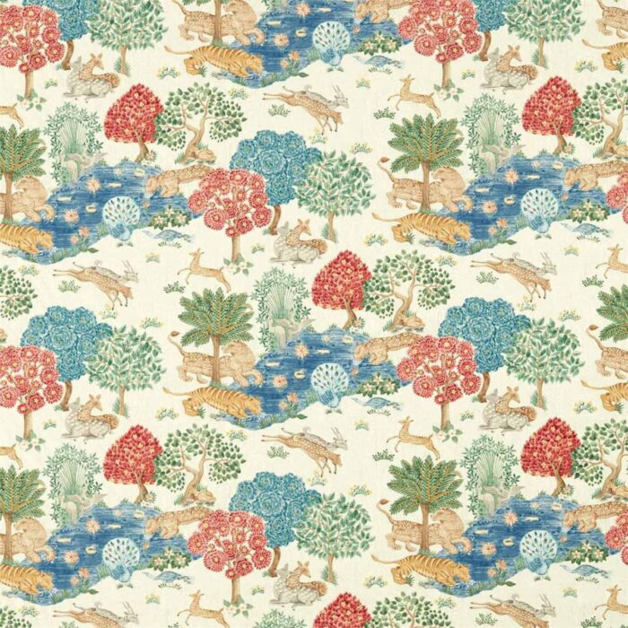 Pamir Garden Fabric - Cream / Indigo swatch