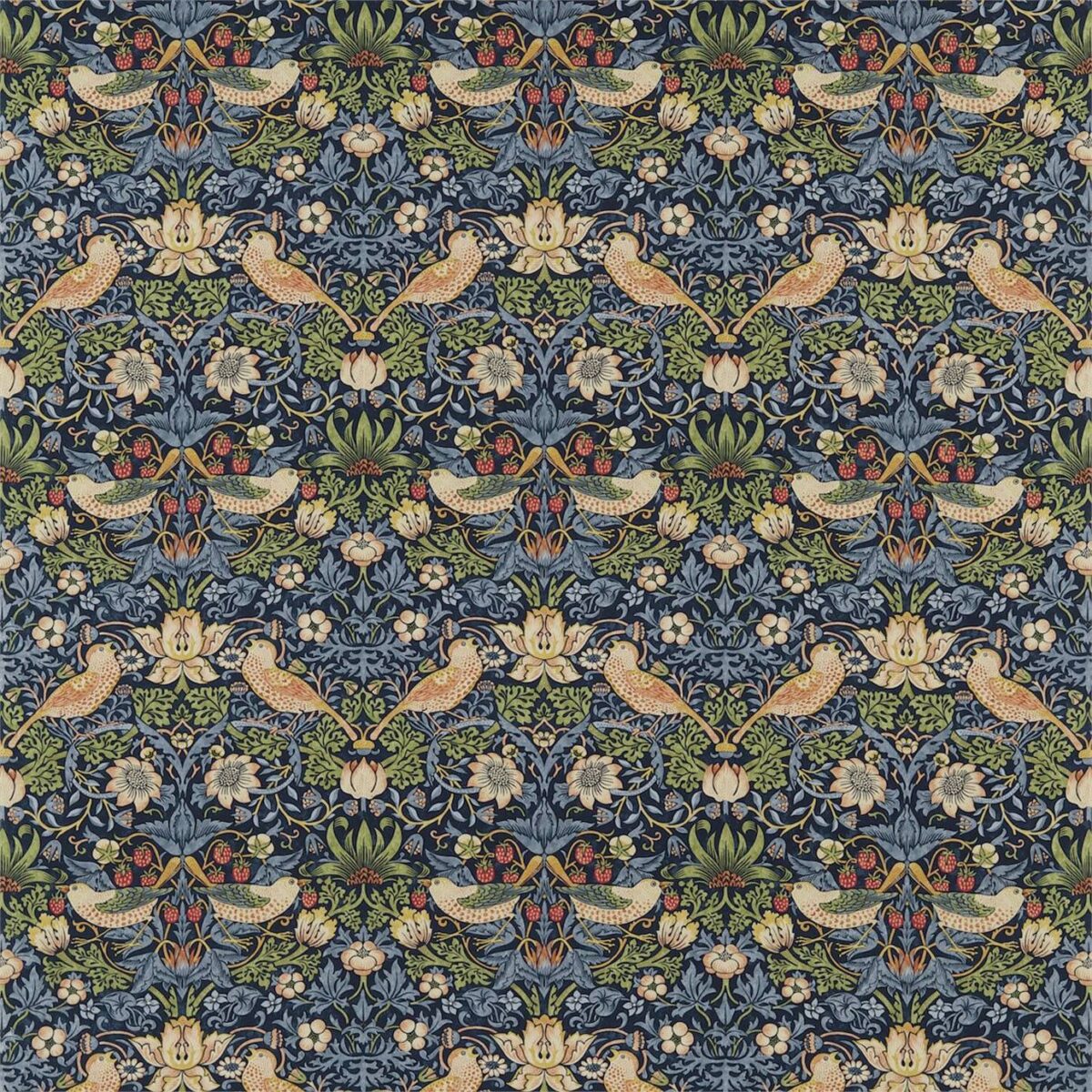 Strawberry Thief Fabric - Indigo / Mineral by Strawberry Thief Fabric - Indigo / Mineral from