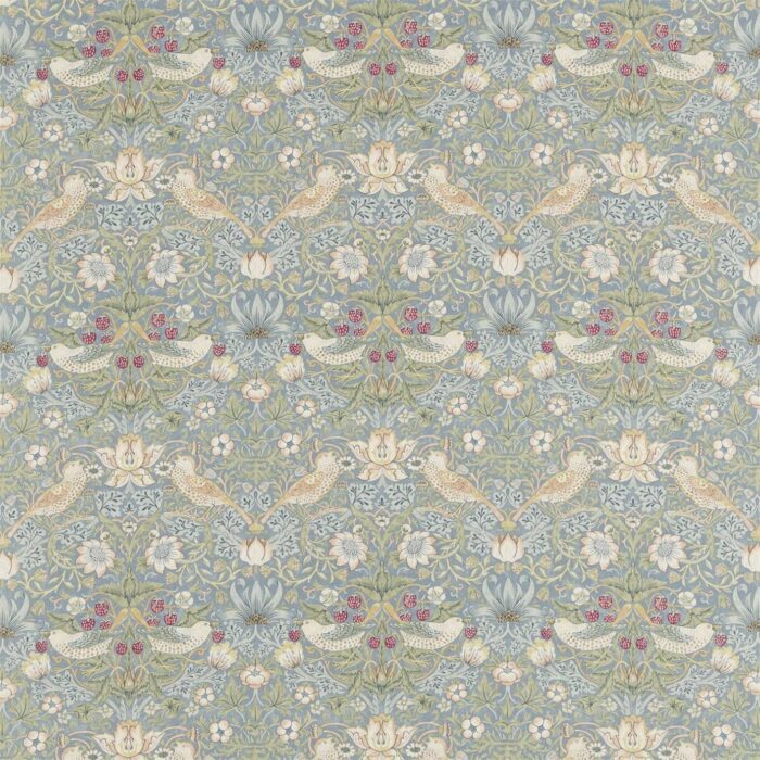 Strawberry Thief Fabric - Slate / Vellum swatch