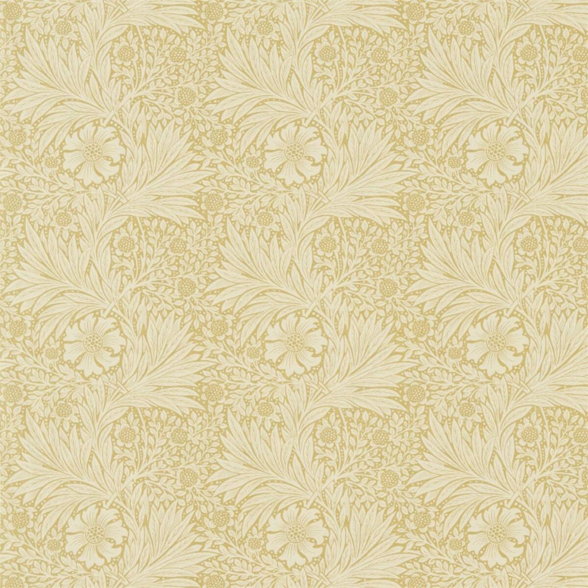 Marigold Fabric - Lichen / Cowslip by yellow botanical linen fabric from William Morris & Co