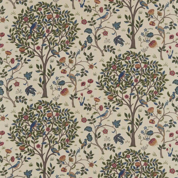 Kelmscott Tree Fabric - Woad / Wine swatch