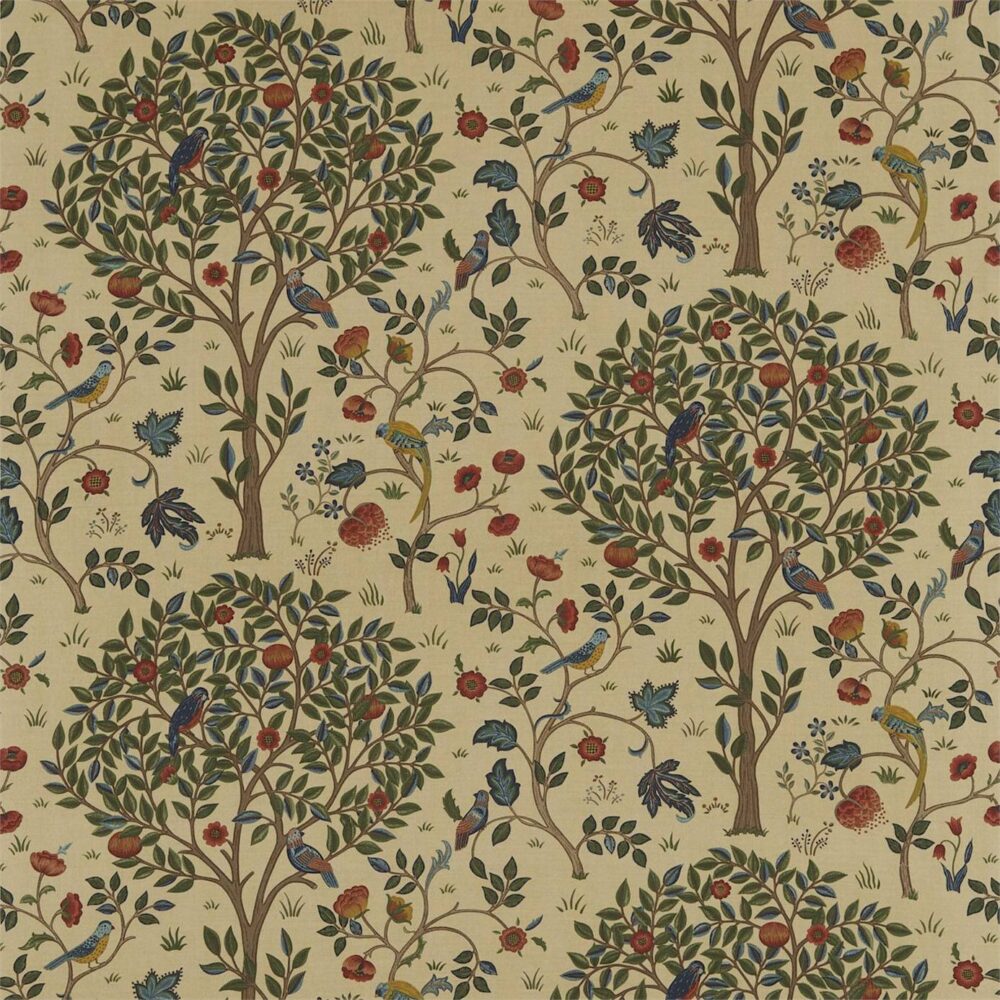 Kelmscott Tree Fabric - Forest / Gold by Kelmscott Tree Fabric - Forest / Gold from