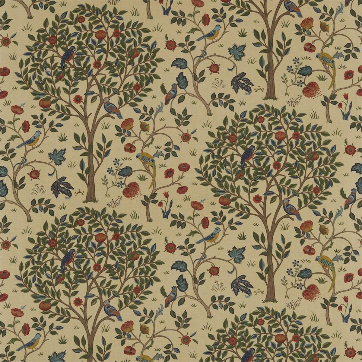 Kelmscott Tree Fabric - Forest / Gold from