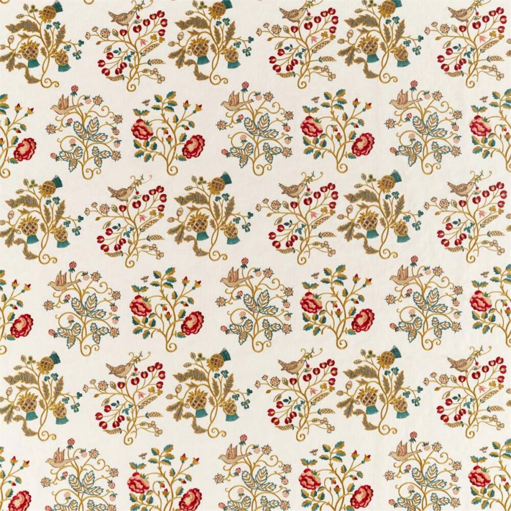 Newill Embroidery Fabric - Antique / Carmine by Newill Embroidery Fabric - Antique / Carmine from