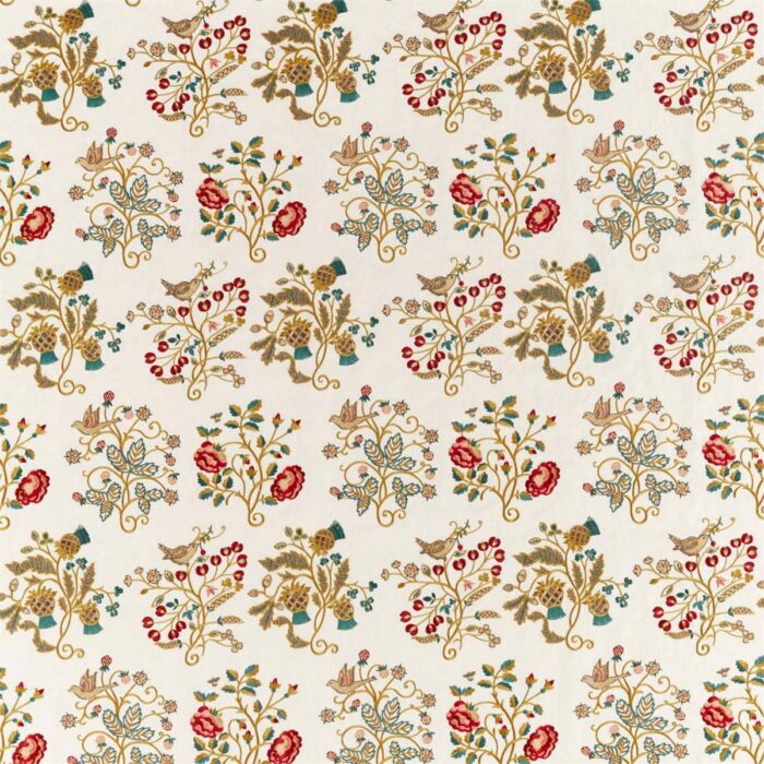 Newill Embroidery Fabric - Antique / Carmine swatch