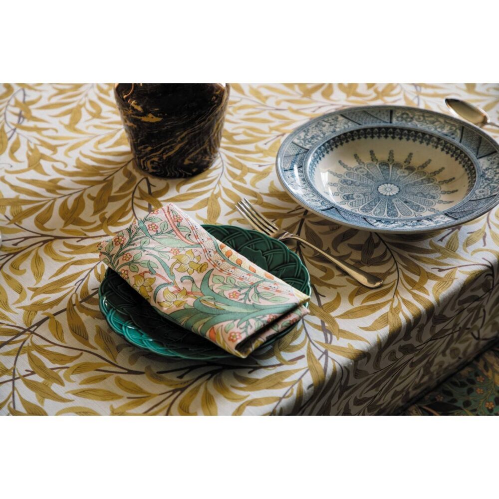Daffodil Fabric - Cove Blue / Chocolate from