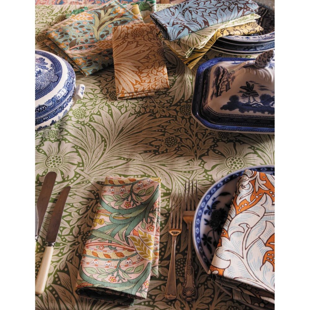 Daffodil Fabric - Cove Blue / Chocolate from