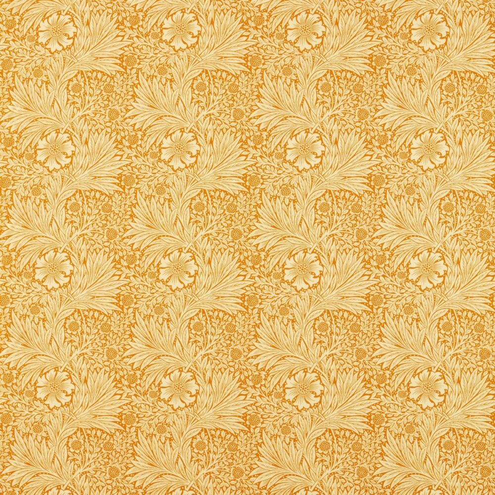 Marigold Fabric - Cream / Orange by orange botanical printed fabric from William Morris & Co