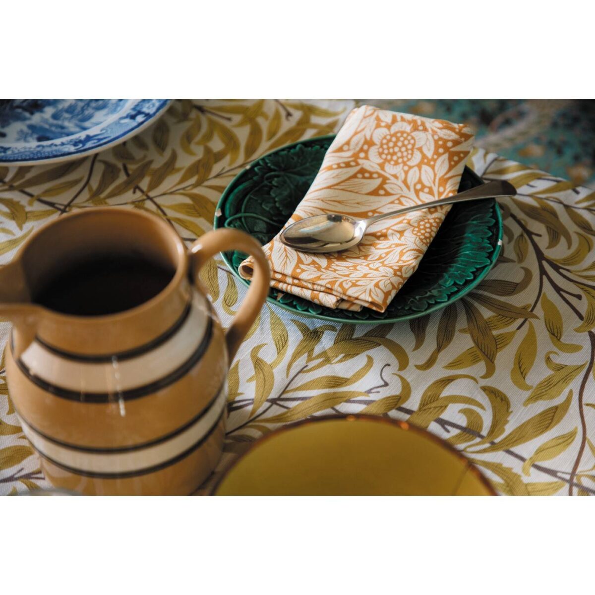 Marigold Fabric - Summer Yellow / Chocolate from