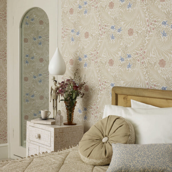 Larkspur Wallpaper - Green / Coral by Larkspur Wallpaper - Green / Coral from