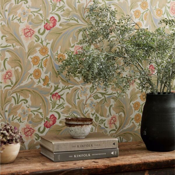 Larkspur Wallpaper - Green / Coral by Larkspur Wallpaper - Green / Coral from