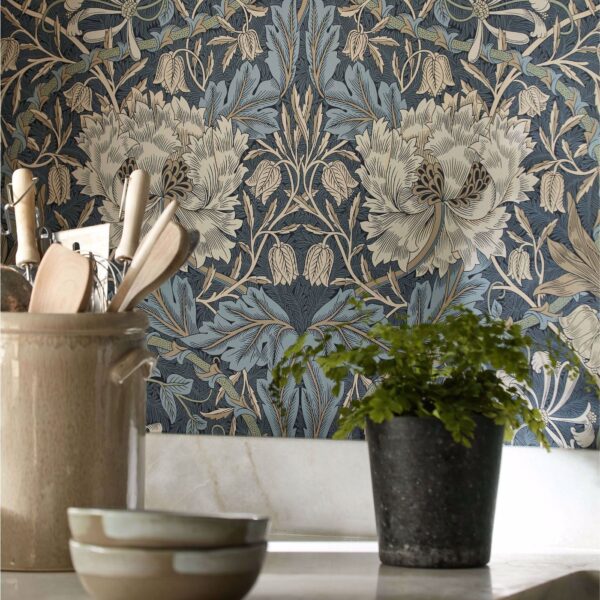 Honeysuckle & Tulip Wallpaper - Burgundy / Sage by Honeysuckle & Tulip Wallpaper - Burgundy / Sage from