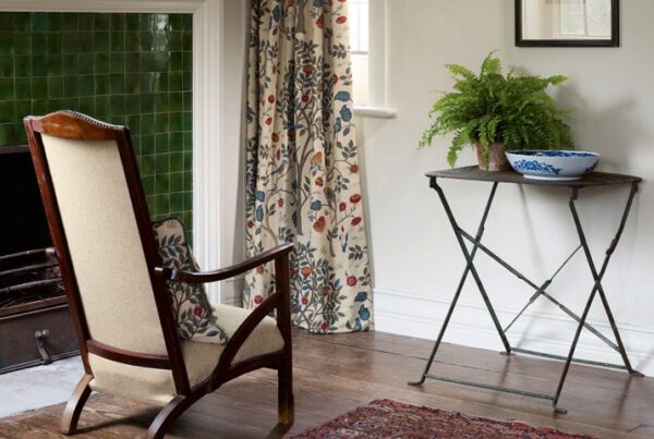 Kelmscott Tree Fabric - Mulberry / Russet by Kelmscott Tree Fabric - Mulberry / Russet from