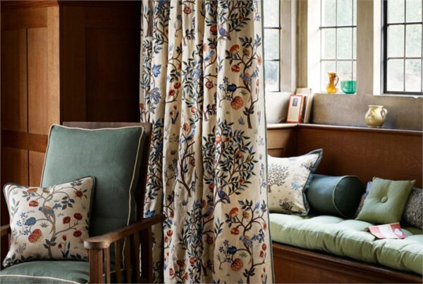 Kelmscott Tree Fabric - Russet / Forest by Kelmscott Tree Fabric - Russet / Forest from