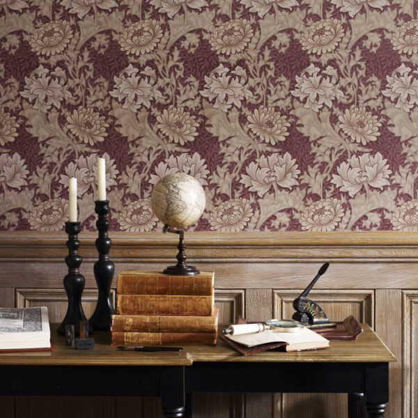 Chrysanthemum Toile Wallpaper - China Blue / Cream from