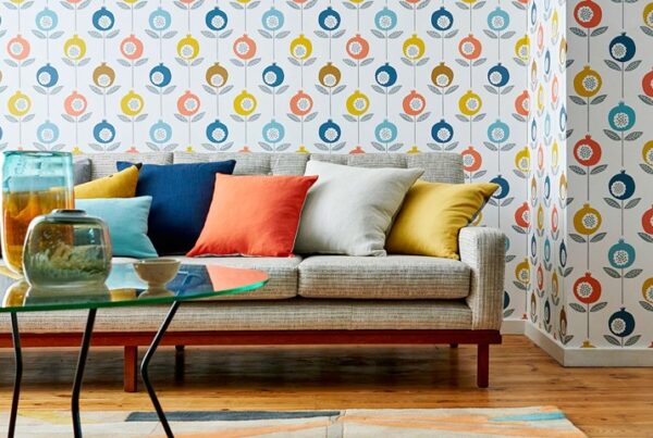 Pepino Wallpaper - Sky / Cinnamon / Ink by Pepino Wallpaper - Sky / Cinnamon / Ink from
