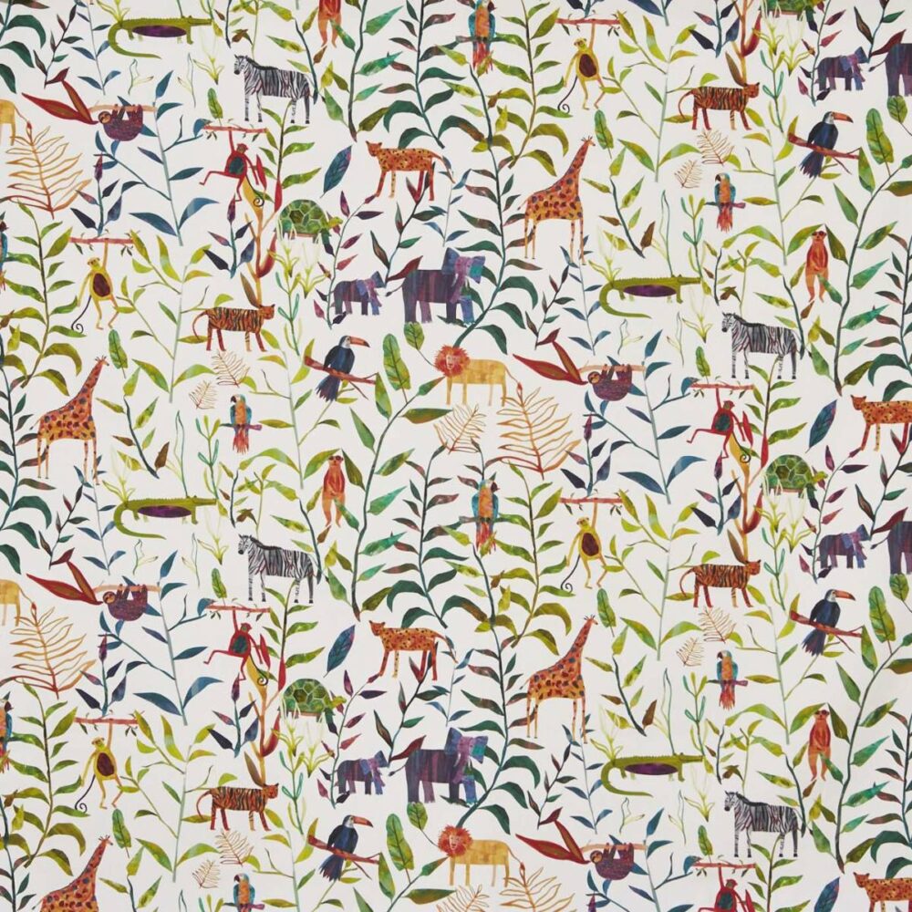 Hide and Seek Fabric - Jungle by multicolour animal cotton fabric from Prestigious Textiles