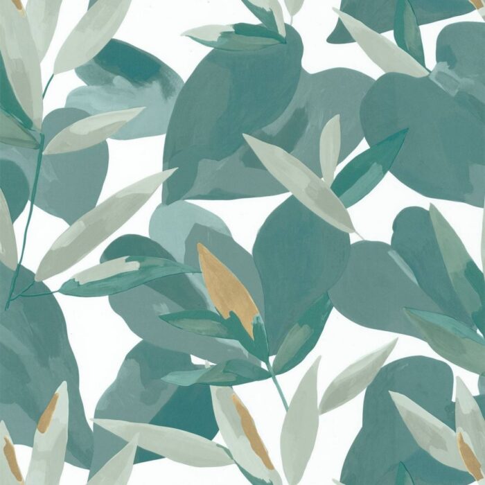 Influence Wallpaper - Vert Menthe / Dore swatch