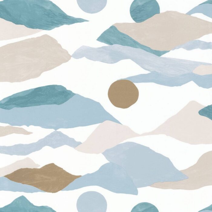 Voyages Wallpaper - Bleu Beige Dore swatch