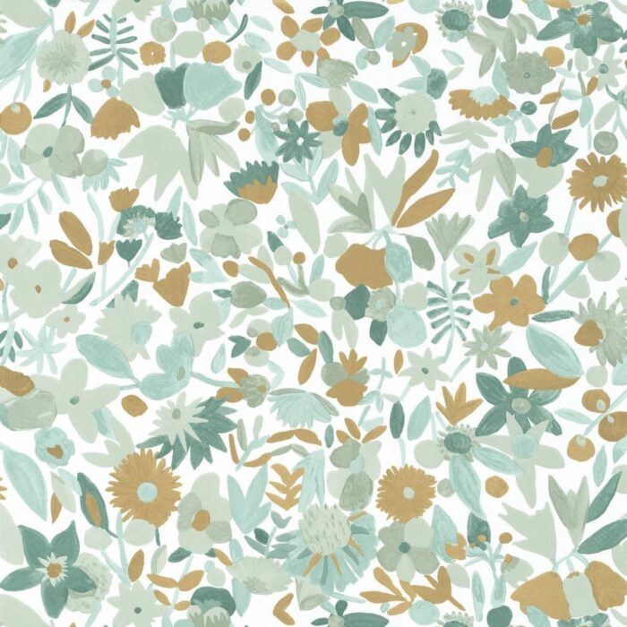 Naivete Wallpaper - Vert Menthe Dore – Vert Menthe / Dore swatch