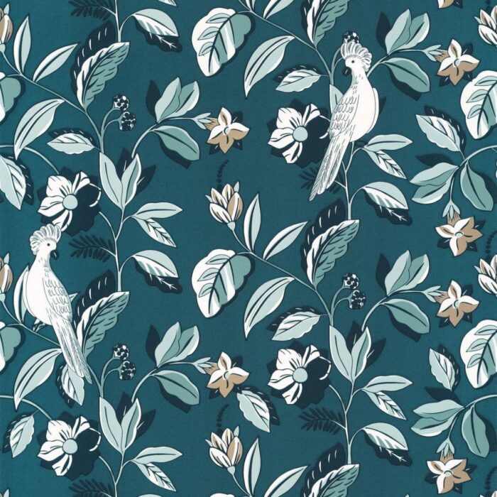 Sweet Feathers Wallpaper - Teal Blue Dore swatch