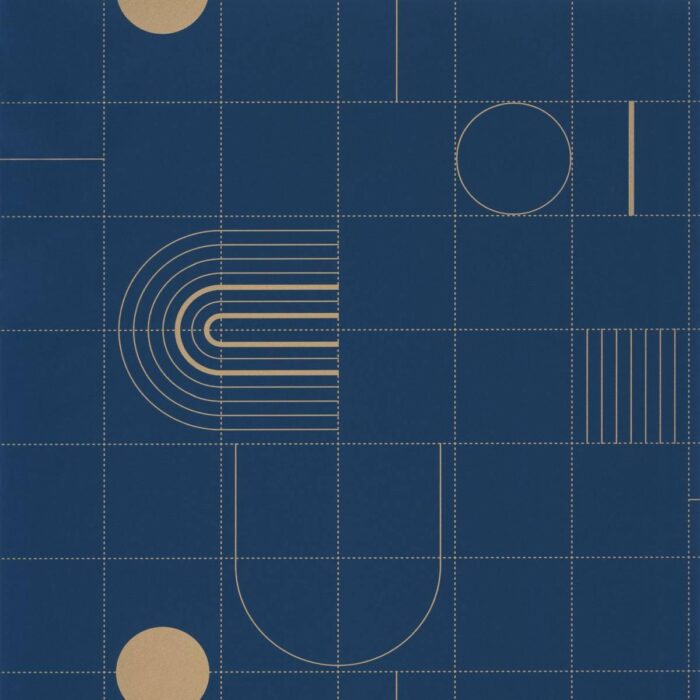 Golden Curves Wallpaper - Midnight Blue Dore swatch