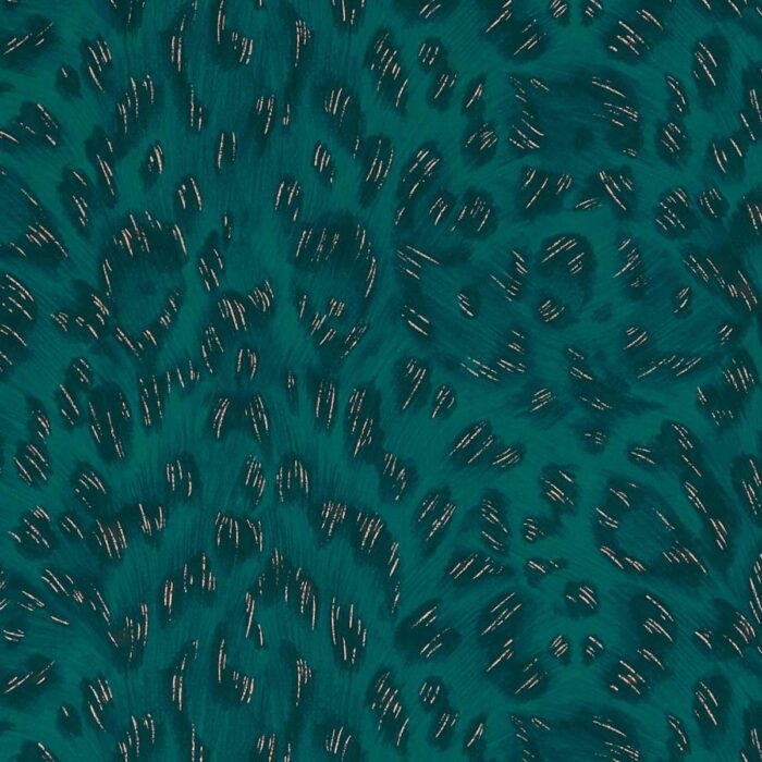 Felis Wallpaper - Teal / Rose Gold swatch