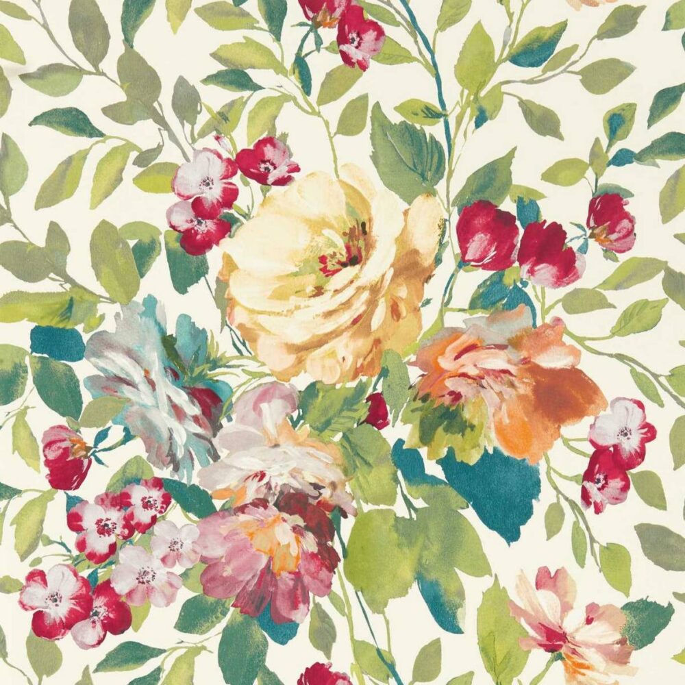 Bloom Wallpaper - Multi by green botanical wallpaper from clarke & clarke